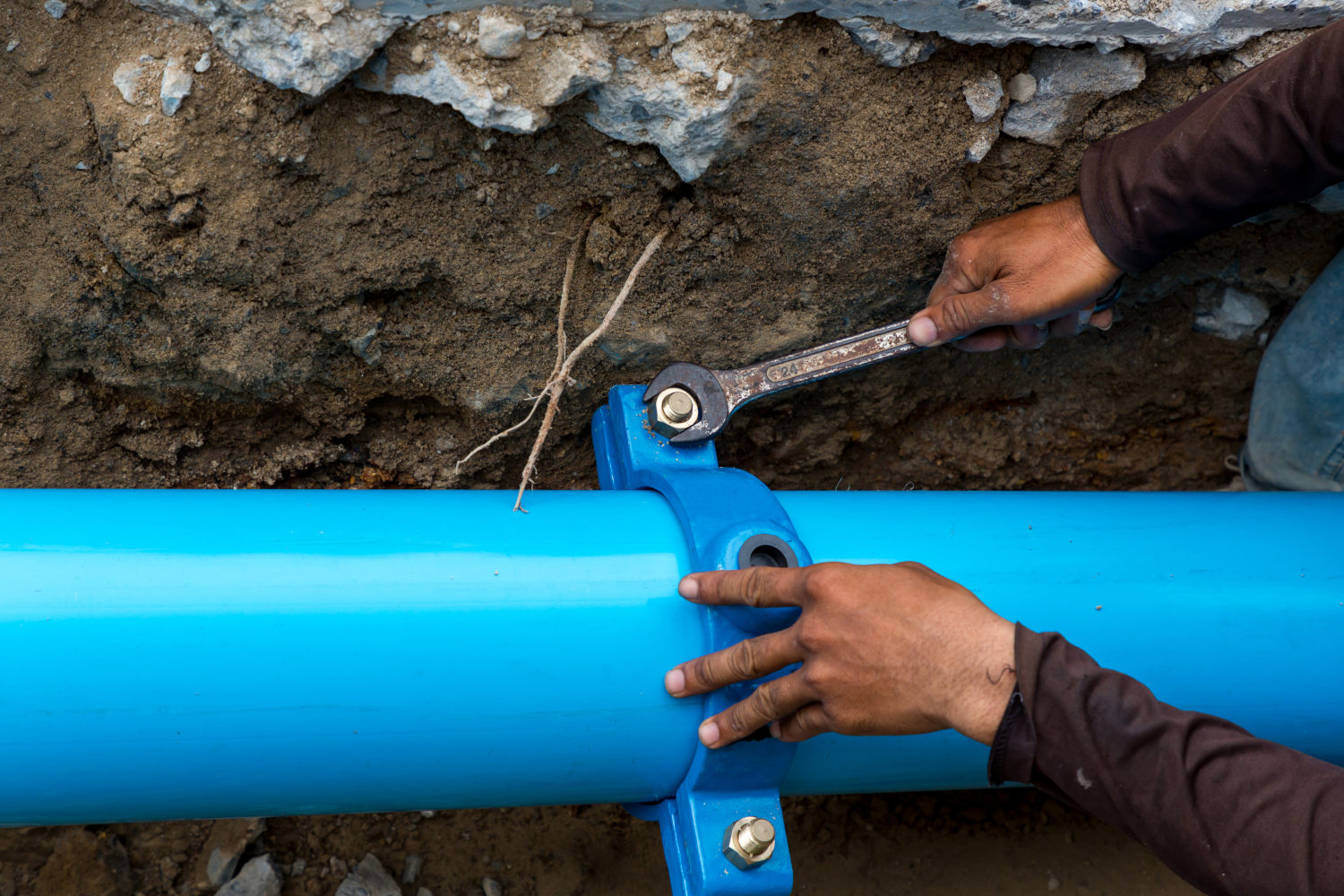 Waste water line installation